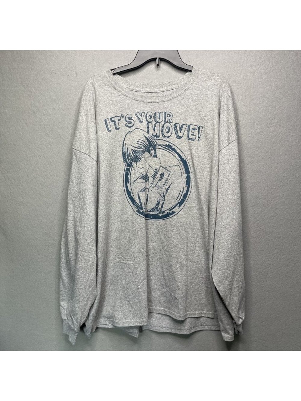 Yu-Gi-Oh! Gray Long-Sleeve Graphic Tee Featuring Yami Yugi "Its Your Move!" 3XL